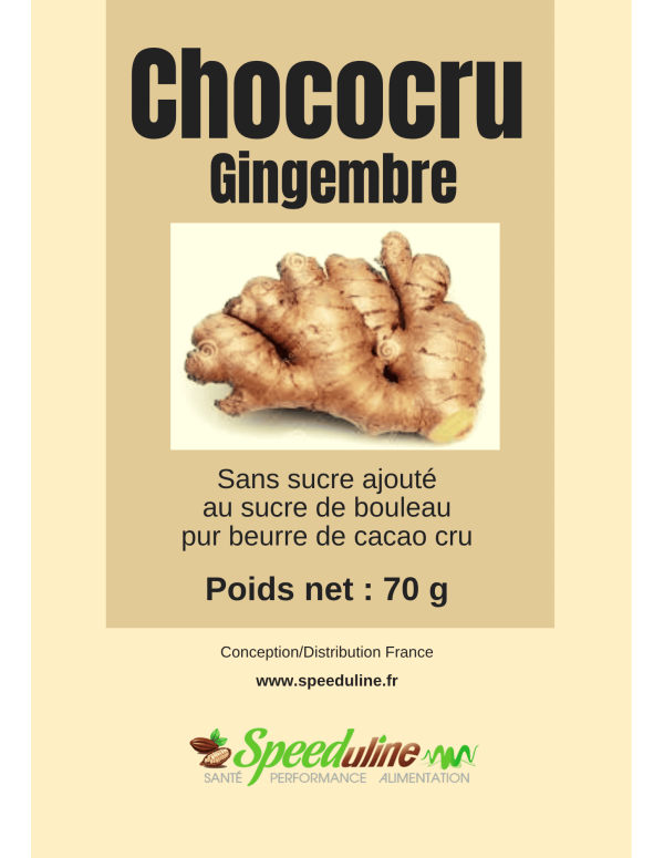 Chococru Noir Gingembre, un chocolat cru au Xylitol
