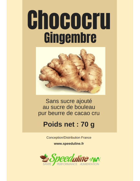 Chococru Noir Gingembre, un chocolat cru au Xylitol