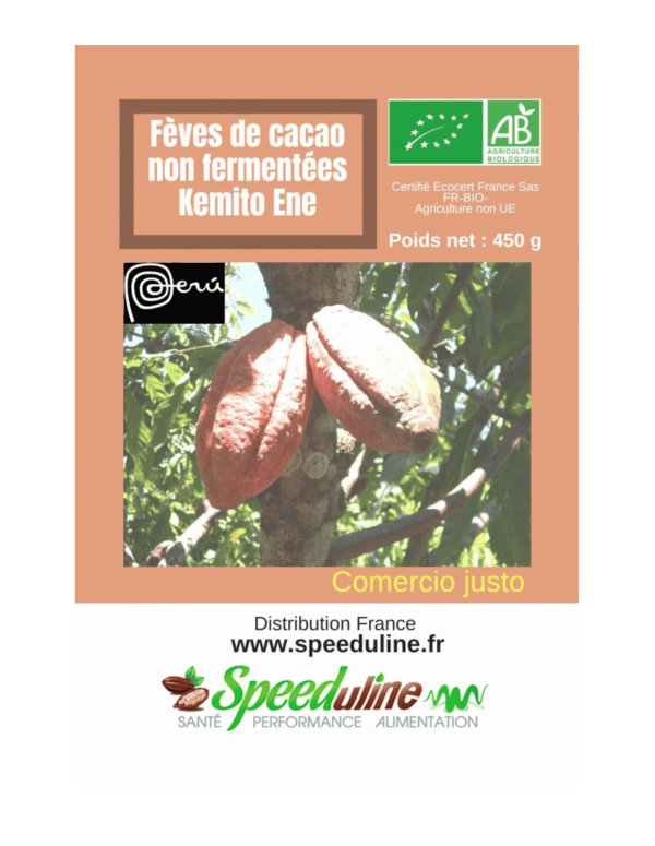 fèves-de-cacao bio, non fermentées, Kemito Ene.
