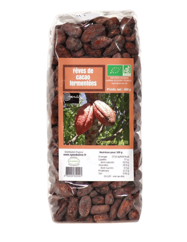 Fèves de cacao crues, fermentées, variété Criollo du Pérou.