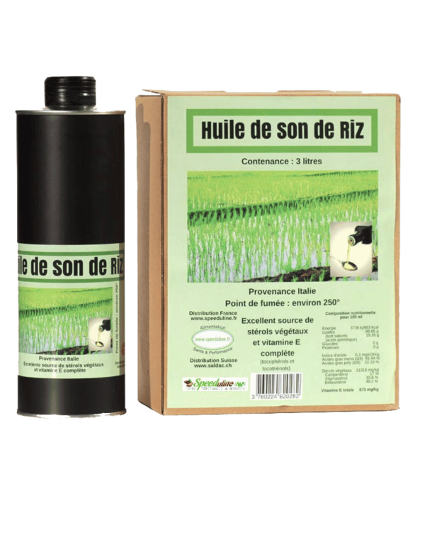 Huile de son de riz alimentaire en bouteille 75 cl pour cholestérol et glycémie