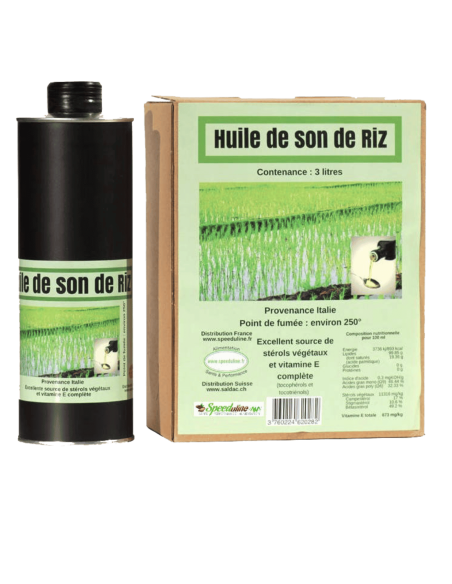 Huile de son de riz alimentaire en bouteille 75 cl pour cholestérol et glycémie