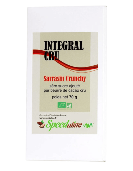 Chocolat Integral cru BIO sarrasin crunchy. Croustillant et délicat.