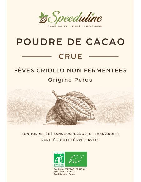 Poudre de cacao crue non fermentée Bio