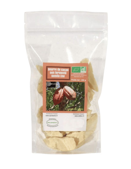 beurre de cacao cru, bio, équitable. Issu de fèves non fermentées