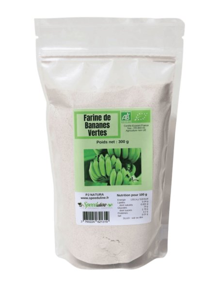 Farine de bananes vertes bio 300 g sans gluten, riche en fibres