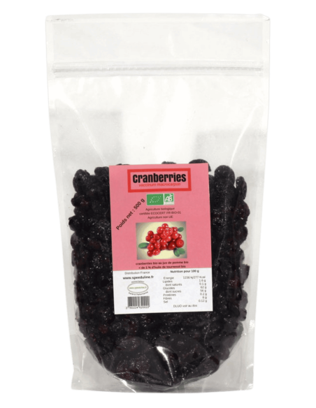 Cranberries bio du Quebec 500 g - Contre les infections urinaires