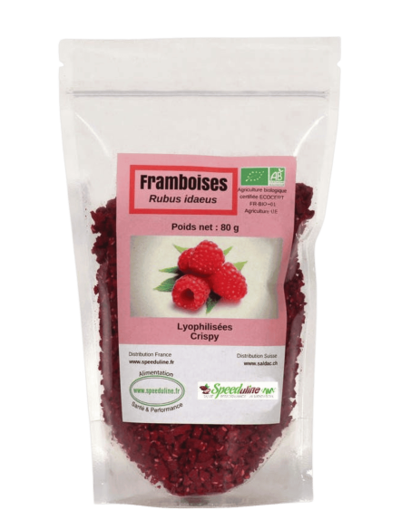 Framboises lyophilisées bio - sachet 80 g - un goût unique et puissant.